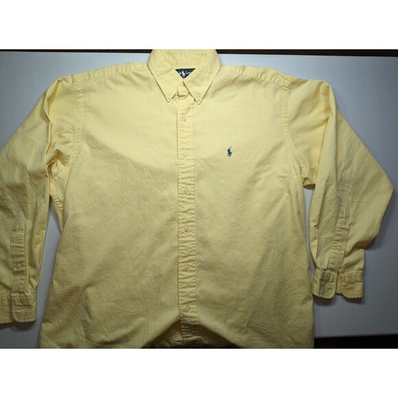 Ralph Lauren Men's Button Down Dress Shirt Size Large 100% Cotton Yellow Blaire - Picture 1 of 6